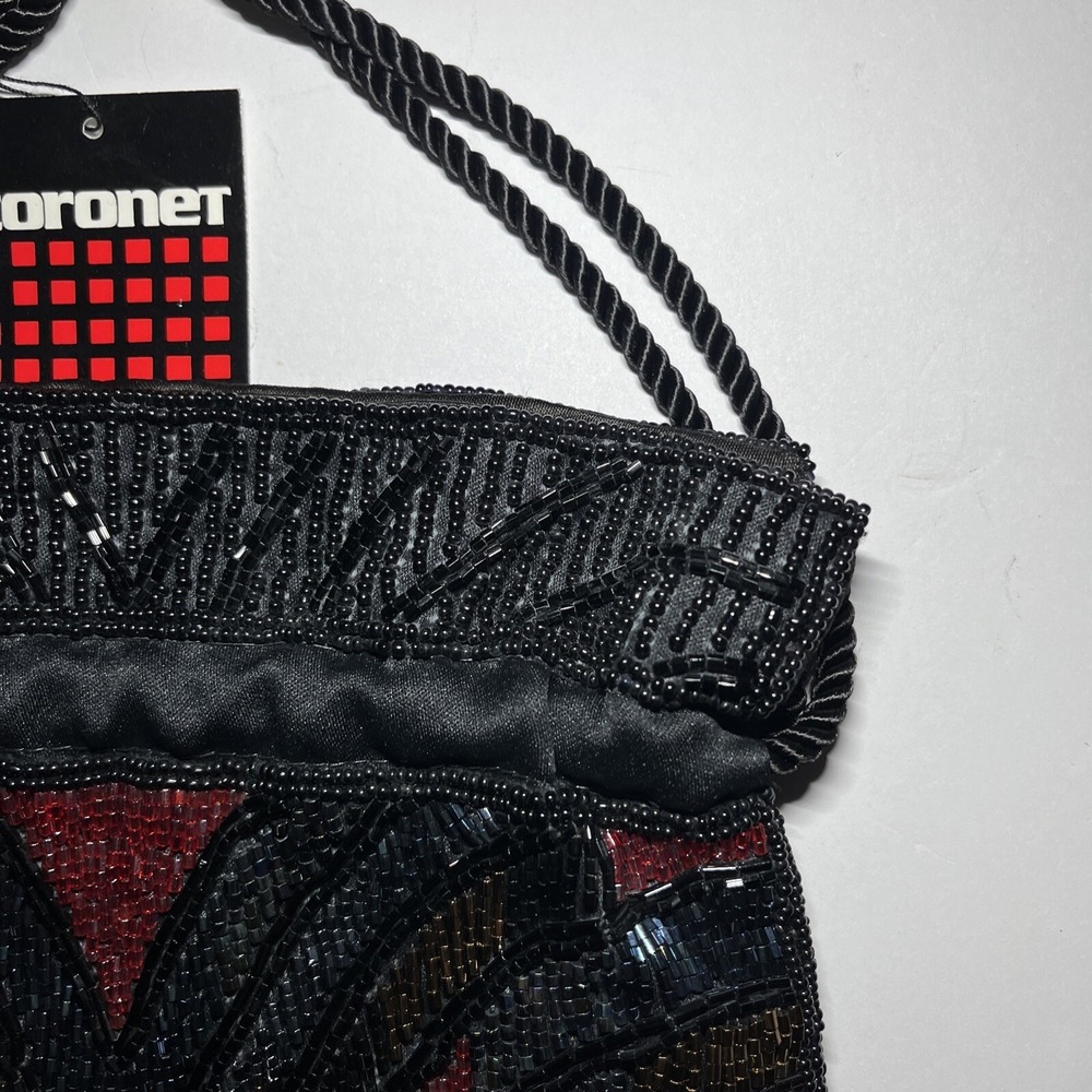 Beaded Bucket Bag Purse Hobo Multi Color Beads Chevron Coroner Brand NWT - Picture 6 of 14
